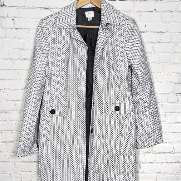Apt 9 Trench Coat Jacket White and Black 10 - Picture 3 of 9